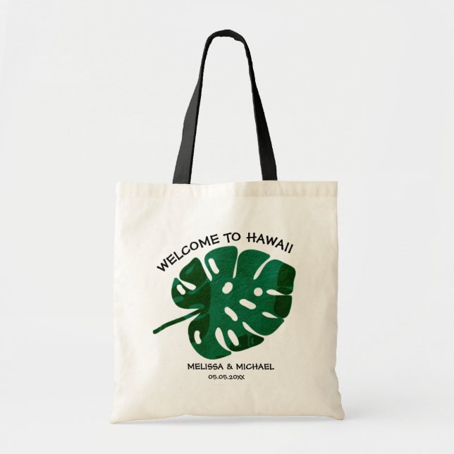 Bolsa Tote Boas-vindas ao Casamento de Destino de Monstera (Frente)
