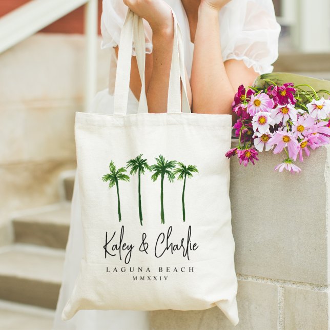 Bolsa Tote Boas-vindas ao Casamento de Destino de Palm Trees (Tropical palm tree wedding totes)