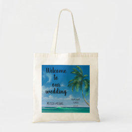 Bolsa Tote Boas-vindas ao Casamento de Destino de Praia Tropi