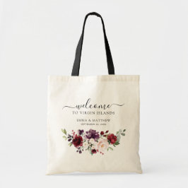 Bolsa Tote Boas-vindas ao Casamento de Destino Floral Burgund