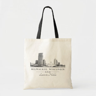 Bolsa Tote Boas-vindas ao Casamento de Skyline de Milwaukee P