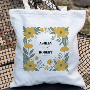 Bolsa Tote Boas-vindas ao casamento Floral Moderno Amarelo