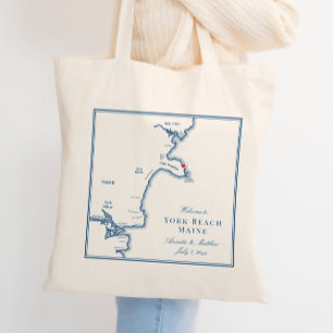 Bolsa Tote Boas-vindas ao Mapa Elegante do Maine de York Beac