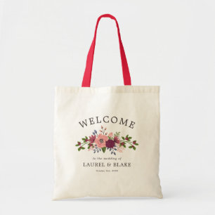 Bolsa Tote Boas-vindas às Flores Blush & Burgundy