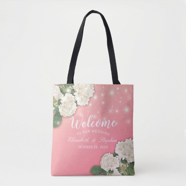 Bolsa Tote Boas-vindas Boas-vindas Bagas Hydrangeas String Li (Frente)
