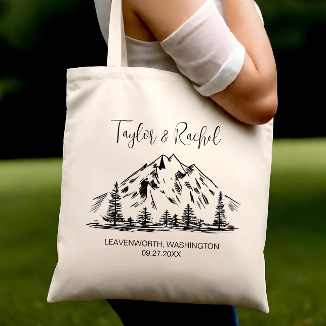 Bolsa Tote Boas-vindas de casamento de montanha Personalizaçã (Criador carregado)