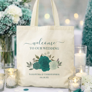 Bolsa Tote Boas-vindas de casamento elegante com rosas boho e