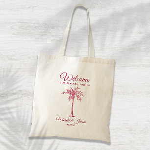 Bolsa Tote Boas-vindas de casamento moderno com palmeira trop