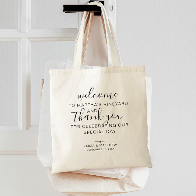 Bolsa Tote Boas-vindas Obrigado Destino (Wedding Welcome Thank You Destination Tote Bag)