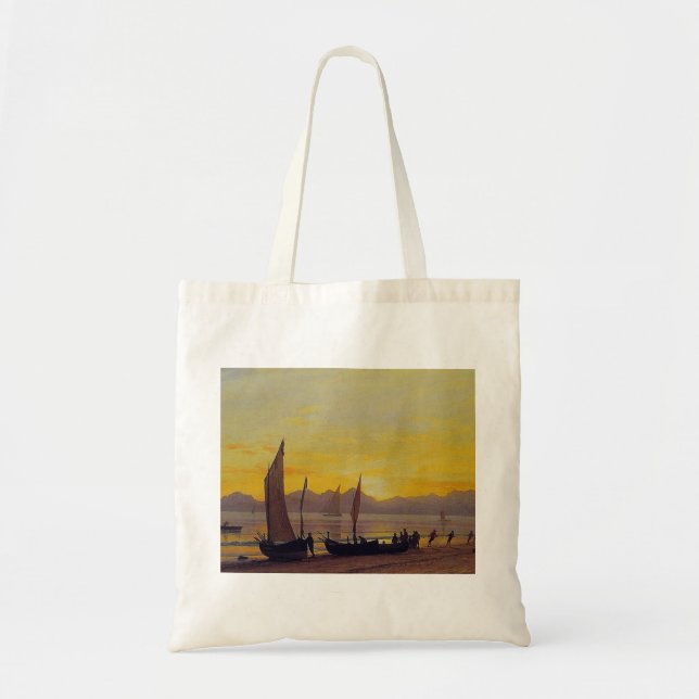 Bolsa Tote Boats Ashore no Sunset, Albert Bierstadt. (Frente)