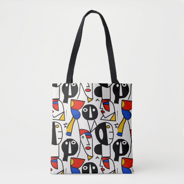 Bolsa Tote Bobo Colorido Enfrenta Estilo de Cubismo Picasso (Frente)