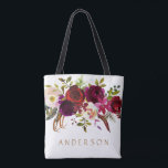 Bolsa Tote Bohemian Burgundy Marsala Watercolor<br><div class="desc">Estilo boêmico Allover Impressão Tote Bag com ilustração aquosa da burgundy,  Marsala,  pénia vermelha e rosa e rosas com sotaque de penas. Isto é perfeito para o outono | Ocorrências de outono e inverno. Itens correspondentes também estão disponíveis.</div>