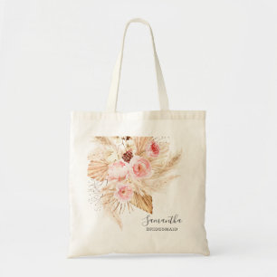 Bolsa Tote Bohemian Pampas Grass Floral Bridesmaid