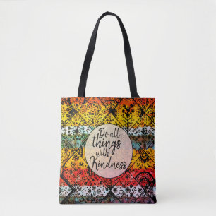 Bolsa Tote Bohemian Watercolor   Bondade Citação Inspiradora