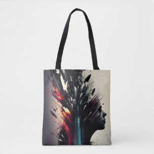 Bolsa Tote Boho abstrato art com cara de menina