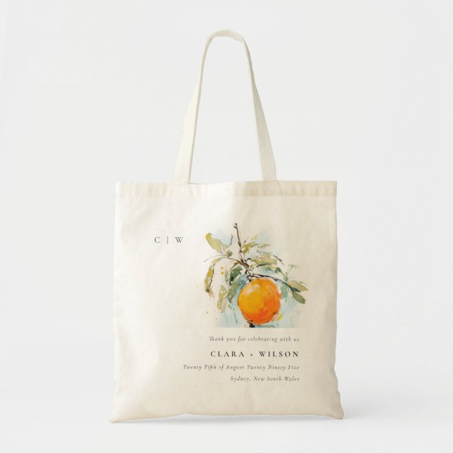 Bolsa Tote Boho Abstrato Sketchy Orange Garden Casamento (Frente)