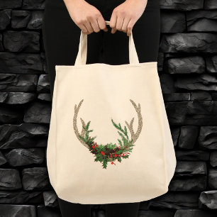 Bolsa Tote Boho Antlers Floral Rustic Christmas Deer Flowers