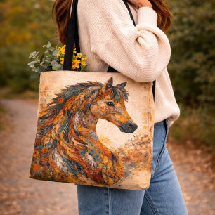 Bolsa Tote Boho Arte Popular Ocidental em Patchwork