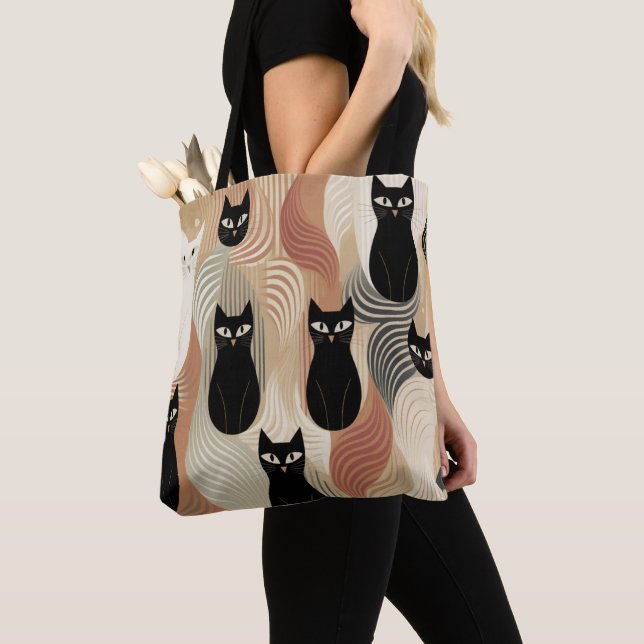 Bolsa Tote Boho Black Cat Halloween (Close Up)