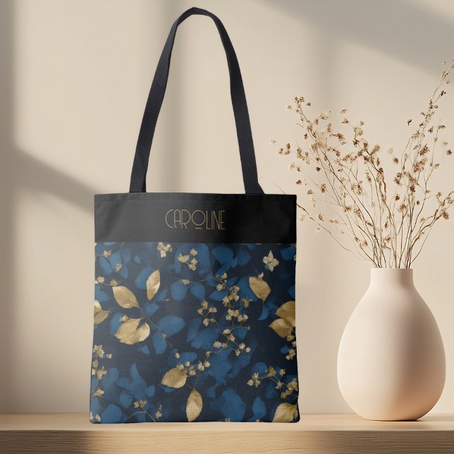 Bolsa Tote Boho Blue Black deixa Trendy Chic (Criador carregado)