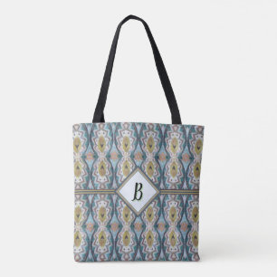 Bolsa Tote Boho Blue, Green & Tan Tribal Inspirado