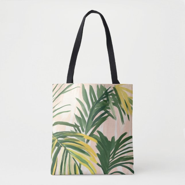 Bolsa Tote Boho Blush Green Palm Sai da Praia (Frente)