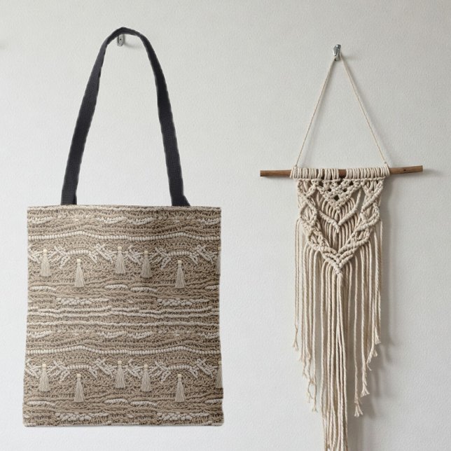 Bolsa Tote Boho Chic Macrame Style Handbag – Earth Tones (Criador carregado)