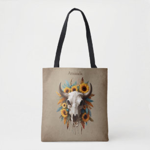 Bolsa Tote Boho Chic Watercolor Cura De Penas De Girassol