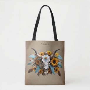Bolsa Tote Boho Chic Watercolor Cura De Penas De Girassol