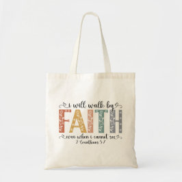 Bolsa Tote Boho Christian Walk by Faith Bible Verse Floral