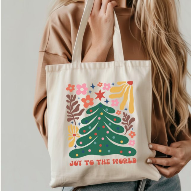 Bolsa Tote Boho Christmas Joy to the World (Criador carregado)