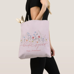 Bolsa Tote Boho Esquadrão da Noiva de Flores Silvestres
