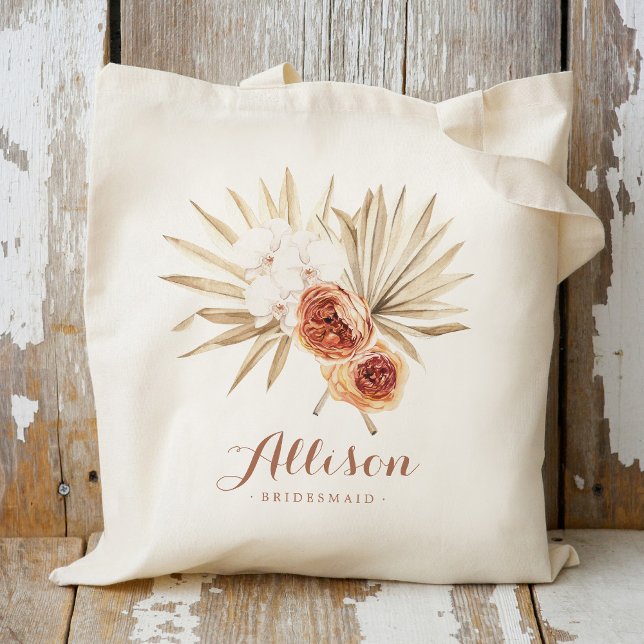 Bolsa Tote Boho floral Damas de honra personalizadas (Criador carregado)