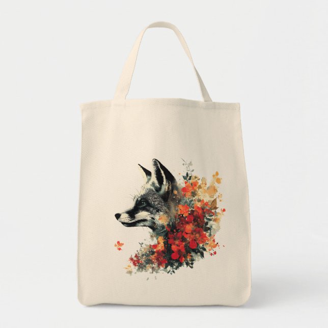 Bolsa Tote Boho Floral Fox Willife Nature (Frente)