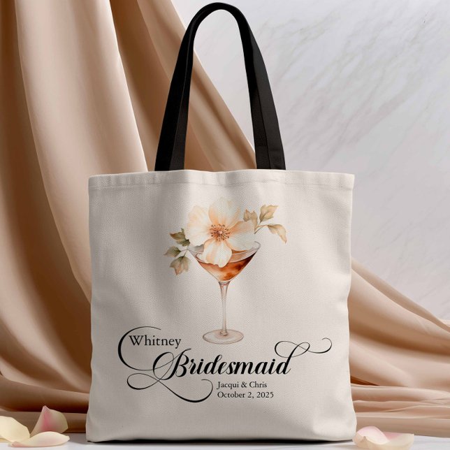 Bolsa Tote Boho Floral Martini Bridesmaid Bachelorette (Criador carregado)