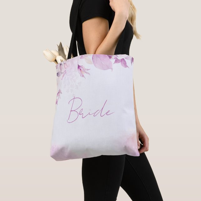 Bolsa Tote Boho Floral Moderno e Rosa Suave e Sai do Casament (Close Up)