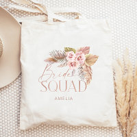 Boho Floral Pampas Rosa Dourado Esquadrão de Noiva
