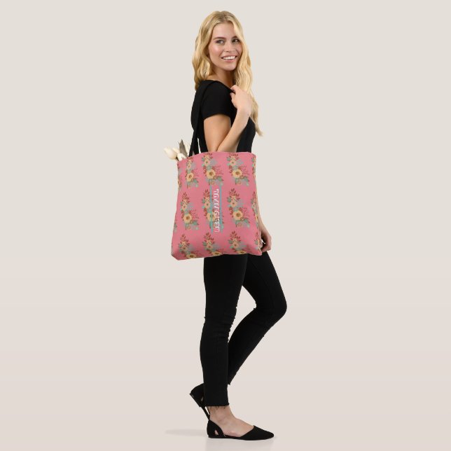 Bolsa Tote Boho Floral Rosa Personalizado  (No(a) Modelo)