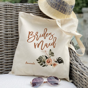 Bolsa Tote Boho Floral Tropical Folha Damas de Honra