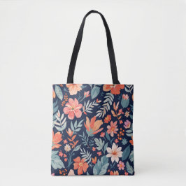 Bolsa Tote Boho Garden Whimsy - Canvas Floral Tropical B