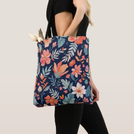Bolsa Tote Boho Garden Whimsy - Canvas Floral Tropical B