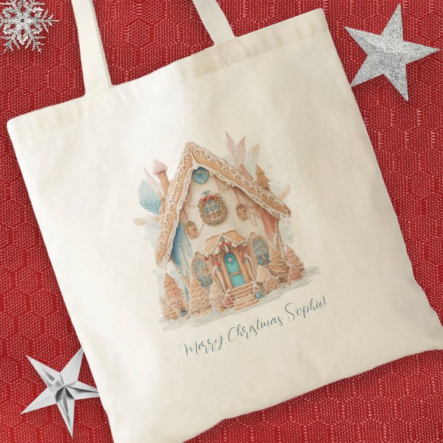 Bolsa Tote Boho Gingerpão Casa Nome Feliz Natal (Criador carregado)