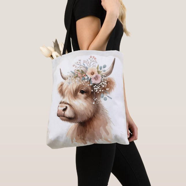 Bolsa Tote Boho Highland Cow (Close Up)