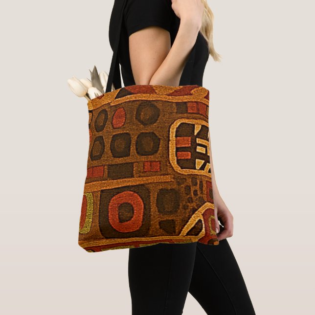 Bolsa Tote Boho Laranja e Marrom  (Close Up)