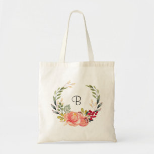 Bolsa Tote Boho laranja e rosa floral personalizado