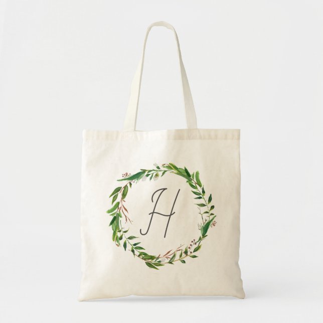 Bolsa Tote Boho Laurel Wreath Monograma (Frente)