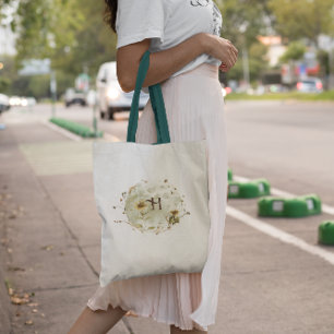 Bolsa Tote Boho Lua de Outono Flor Silvestre Monograma