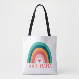 Bolsa Tote Boho Mama Arco-íris Moderno Cores Brilhantes Tendê