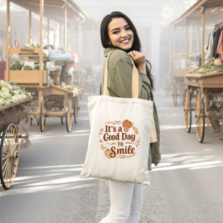Bolsa Tote Boho Minimalista É um bom dia para sorrir o Saco d