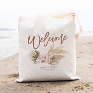 Bolsa Tote Boho Pampas Floral Wedding Welcome